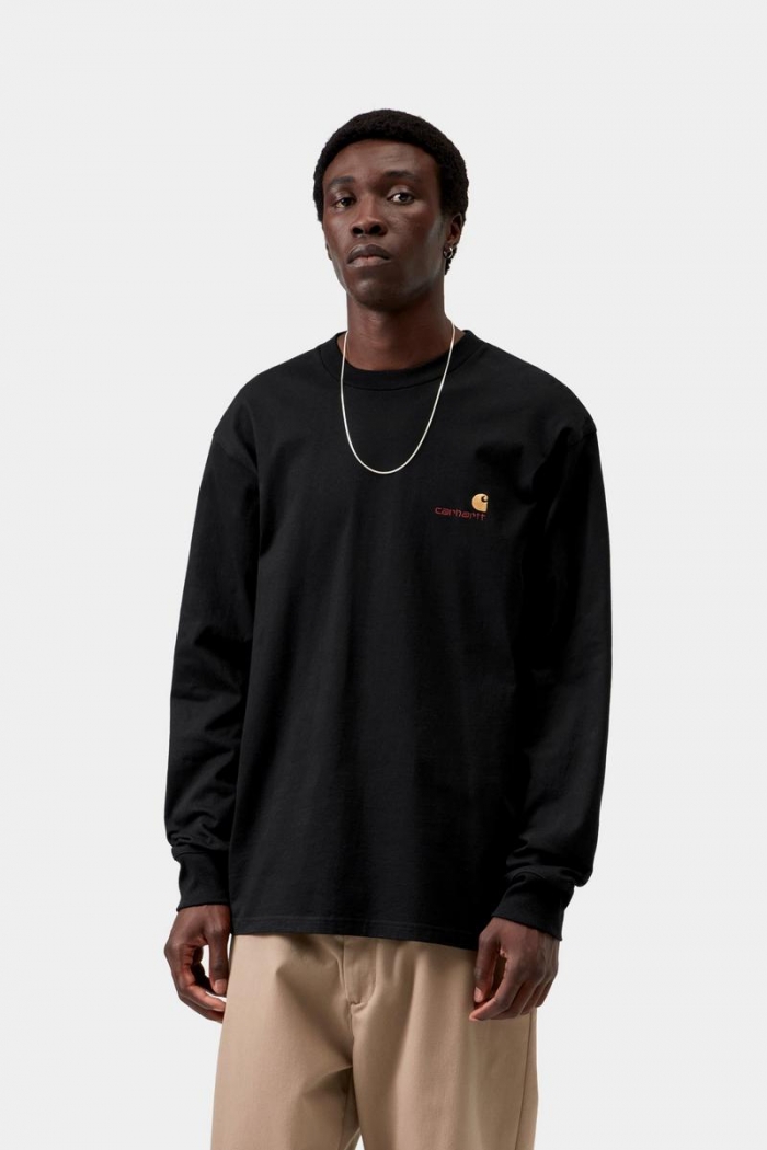 Carhartt L/S American Script T-Shirt - Black