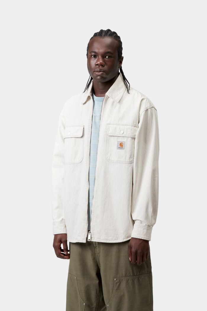 Carhartt Mercer Shirt Jac - Mercer Stripe, Graphite / Wax, Bleached