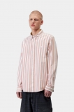 Carhartt L/S Deven Shirt - Deven Stripe, Oxide Red / White Carhartt L/S Deven Shirt - Deven Stripe, Oxide Red / White