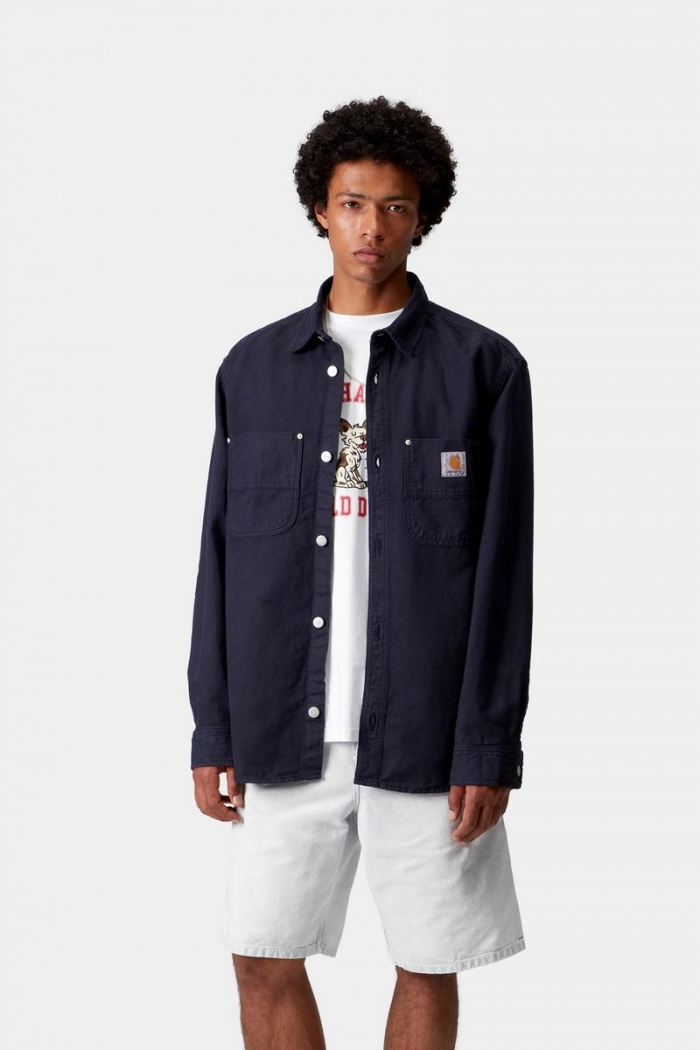 Carhartt Walter Shirt Jac - Dark Navy, Garment dyed