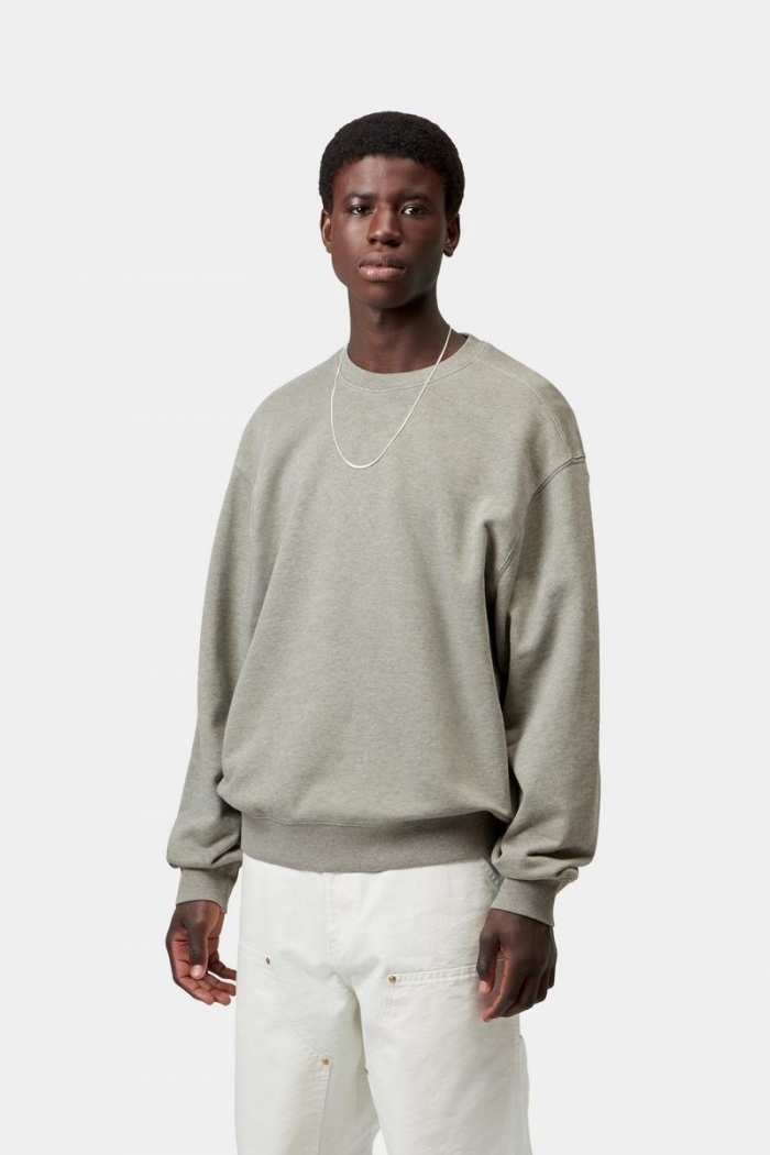 Carhartt Caspian Sweatshirt - Shady Green Heather, Garment dyed