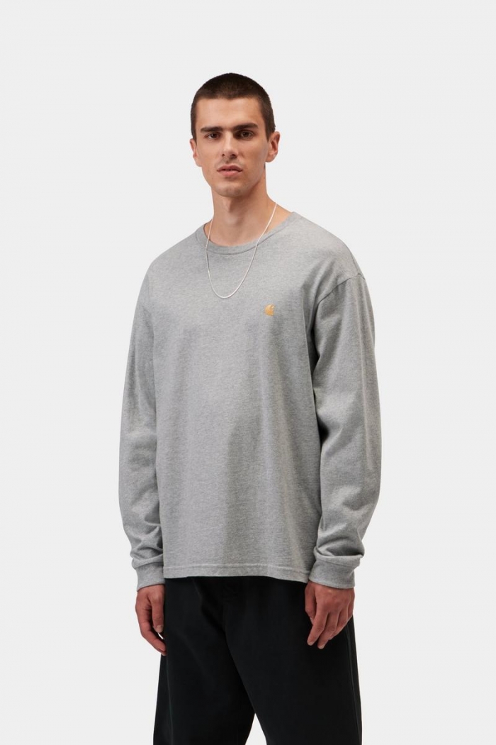Carhartt L/S Chase T-Shirt - Grey Heather / Gold
