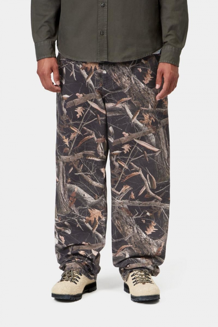 Carhartt Single Knee Pant - Camo Feather Tree, Black, Heavy stone wash