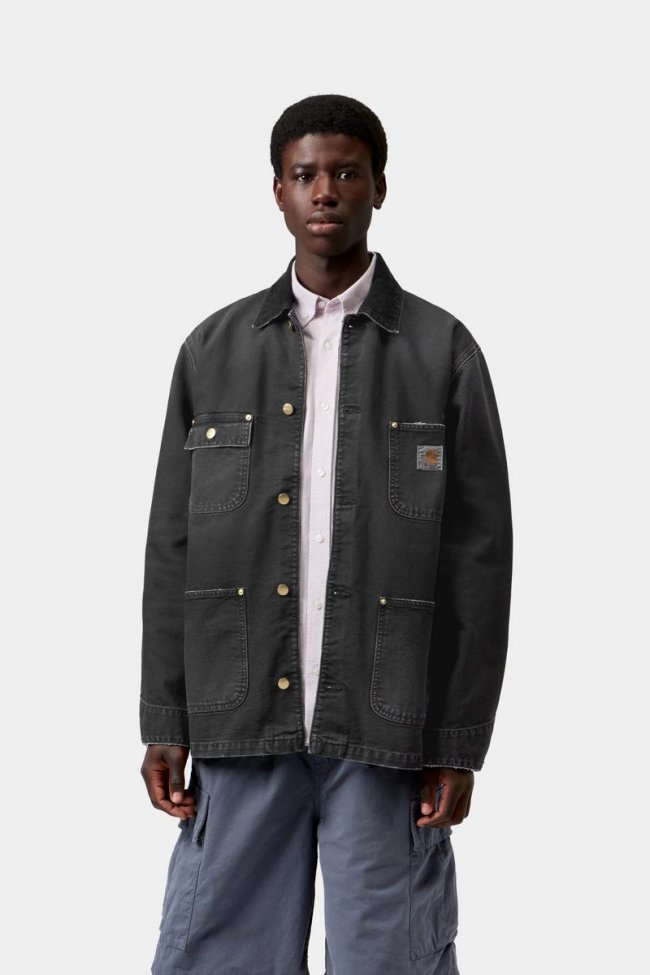 Carhartt OG Chore Coat - Black / Black, Destroy wash