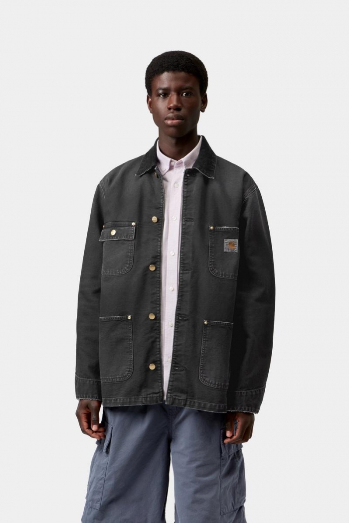 Carhartt OG Chore Coat - Black / Black, Destroy wash