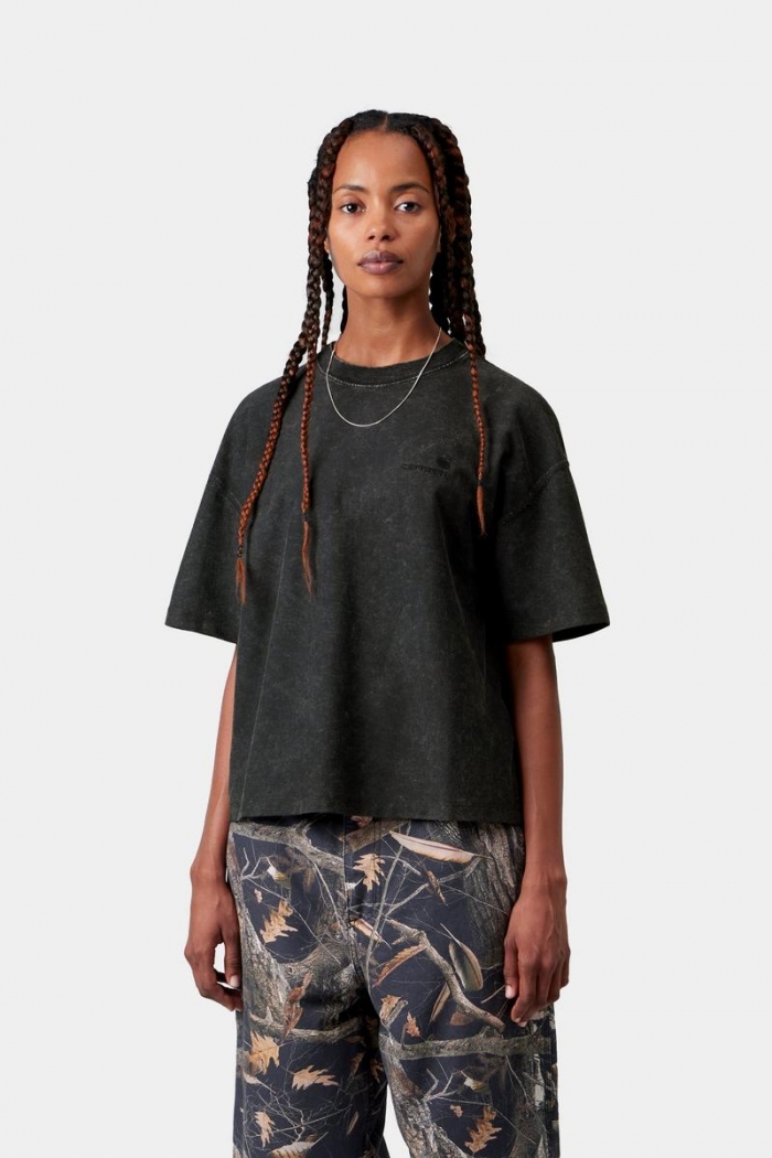 Carhartt S/S Lambert T-Shirt - Black, Moon wash