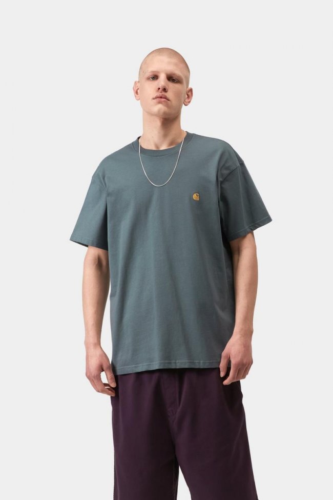 Carhartt S/S Chase T-Shirt - Cozy Blue / Gold