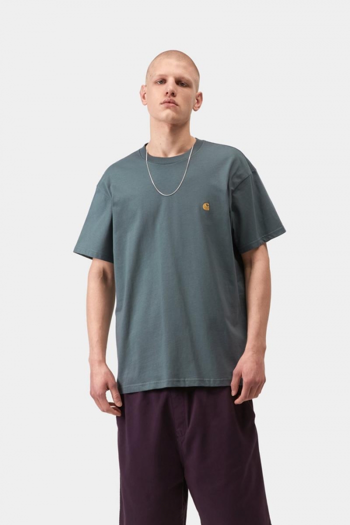 Carhartt S/S Chase T-Shirt - Cozy Blue / Gold