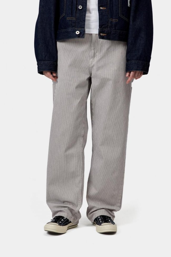 Carhartt Mercer Pant - Mercer Stripe, Graphite / Wax, Stone washed Carhartt Mercer Pant - Mercer Stripe, Graphite / Wax, Stone washed