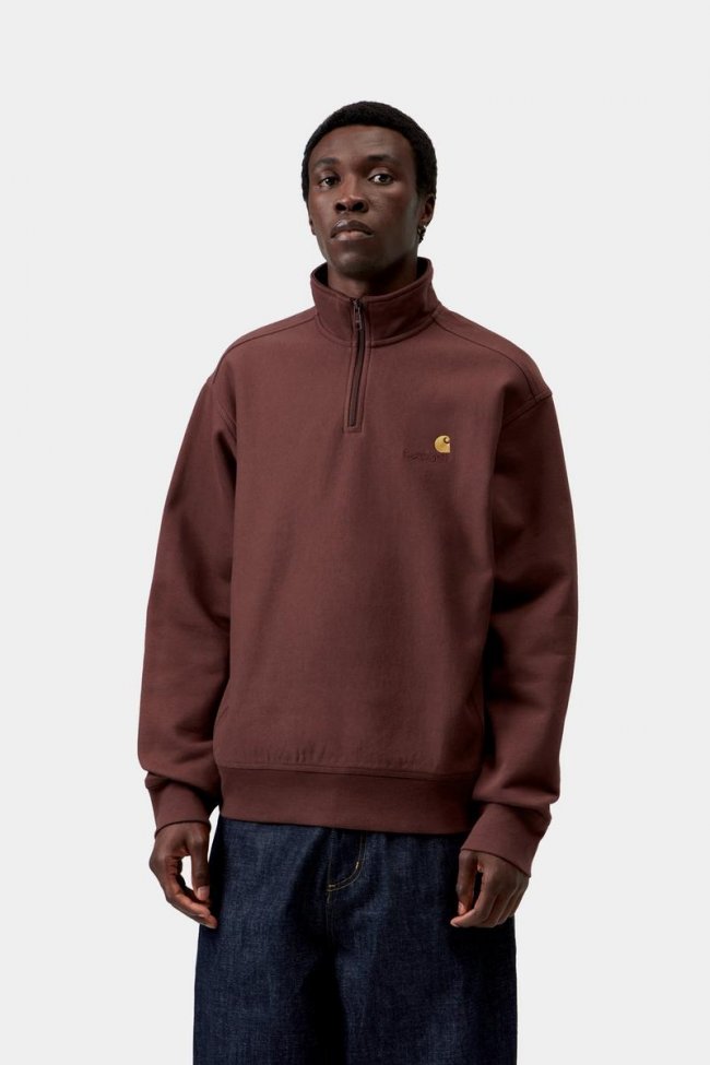 Carhartt Half Zip American Script Sweatshirt - Amarone