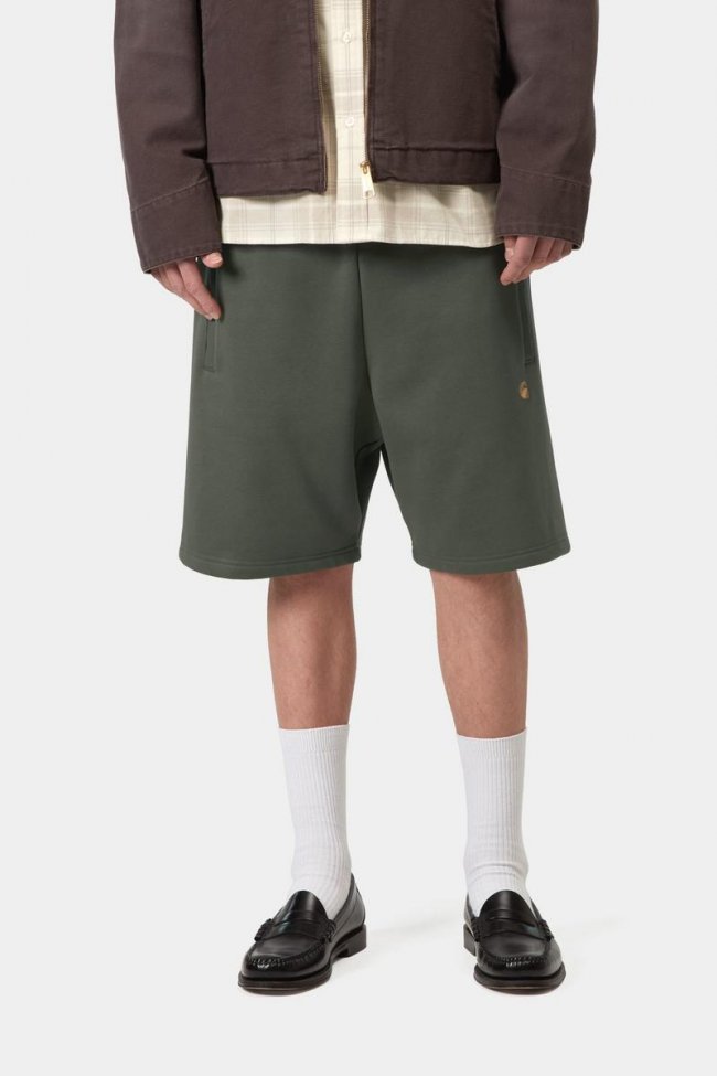 Carhartt Chase Sweat Short - Leaf / Gold Carhartt Chase Sweat Short - Leaf / Gold