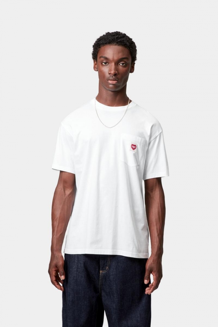 Carhartt S/S Pocket Heart T-Shirt - White / Red