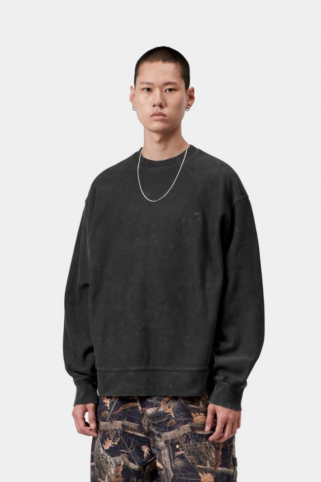 Carhartt Lambert Sweatshirt - Black, Moon wash