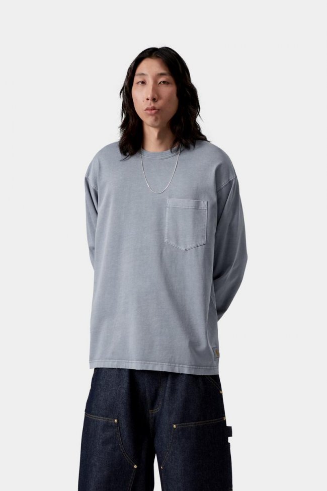 Carhartt L/S Torion Pocket T-Shirt - Office Blue, Grind wash Carhartt L/S Torion Pocket T-Shirt - Office Blue, Grind wash