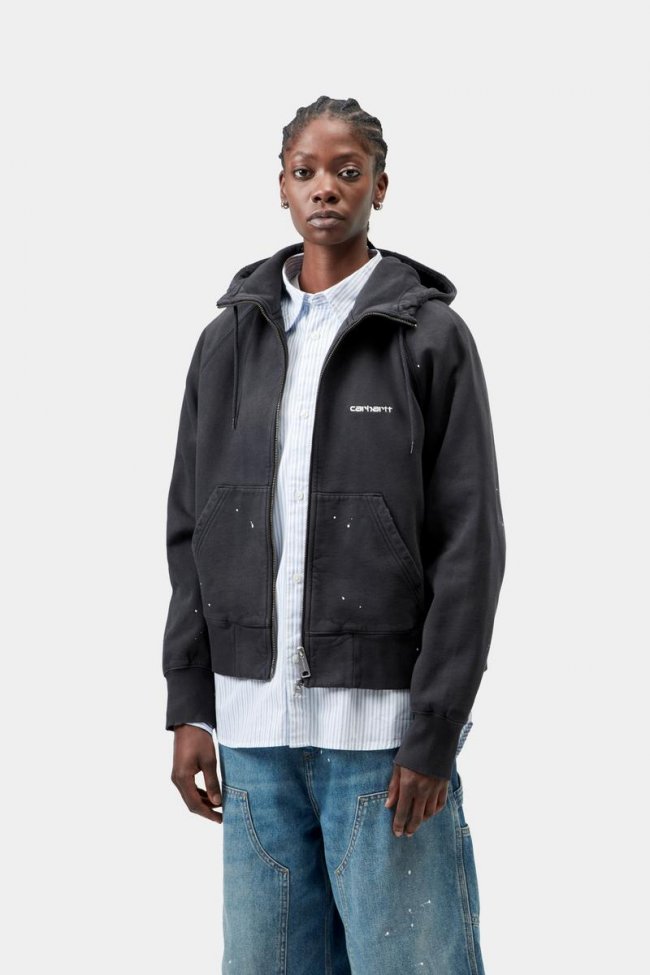 Carhartt Hooded Painter Jacket - Black, Destroy wash, splatter