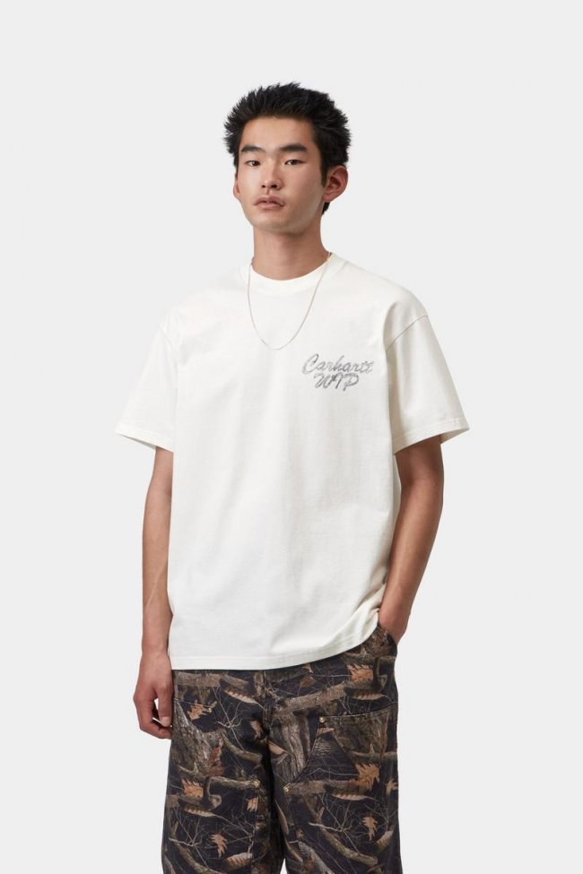 Carhartt S/S Hatching Script T-Shirt - Wax, Garment dyed Carhartt S/S Hatching Script T-Shirt - Wax, Garment dyed