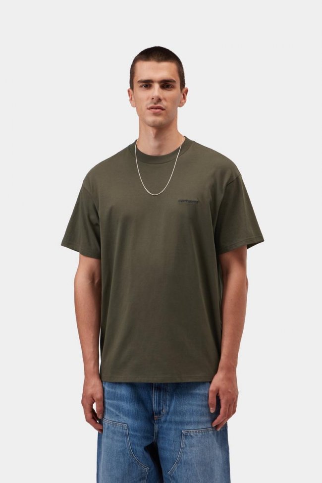 Carhartt S/S Script Embroidery T-Shirt - Cypress / Black