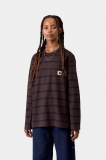 Carhartt L/S Cardona Pocket T-Shirt - Cardona Stripe, Natural / Palisander, Garment dyed Carhartt L/S Cardona Pocket T-Shirt - Cardona Stripe, Natural / Palisander, Garment dyed