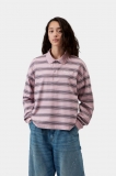 Carhartt L/S Bronson Polo - Bronson Stripe, Hortensia Carhartt L/S Bronson Polo - Bronson Stripe, Hortensia