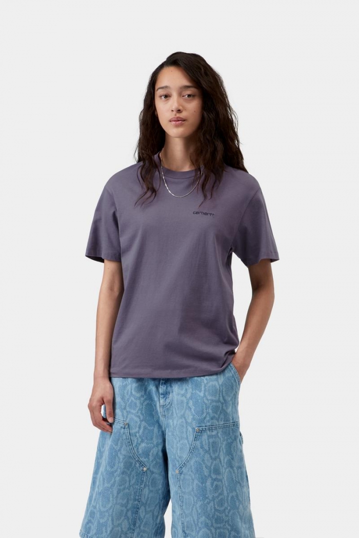 Carhartt S/S Script Embroidery T-Shirt - Shady Purple / Dark Navy