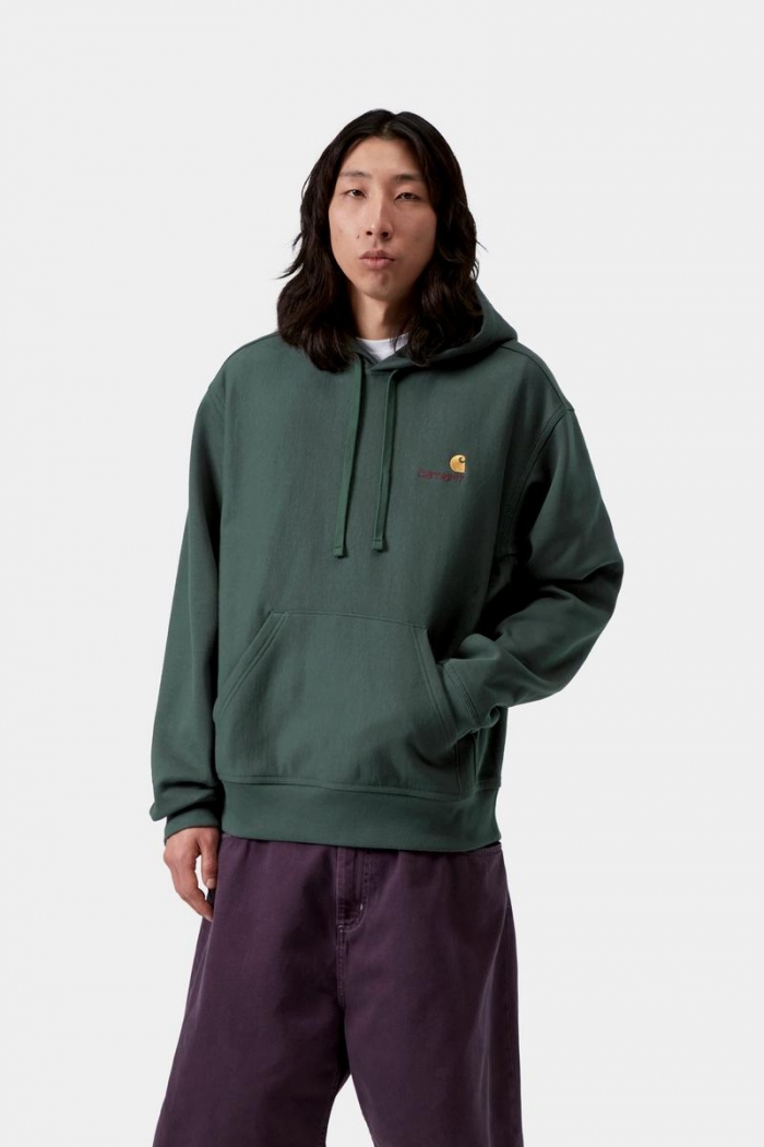 Carhartt Hooded American Script Sweatshirt - Kale Green