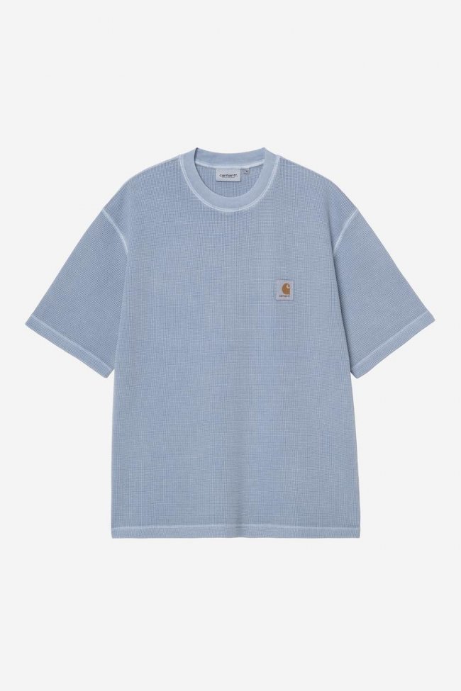 Carhartt S/S Nelson Waffle T-Shirt - Gentle Blue, Garment dyed