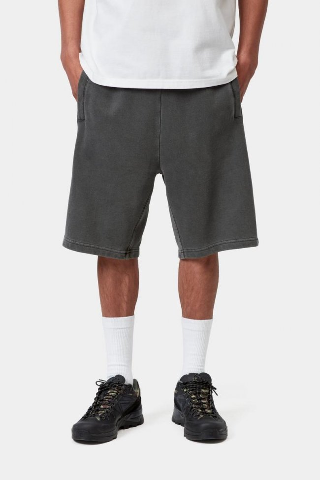 Carhartt Nelson Sweat Short - Black, Garment dyed