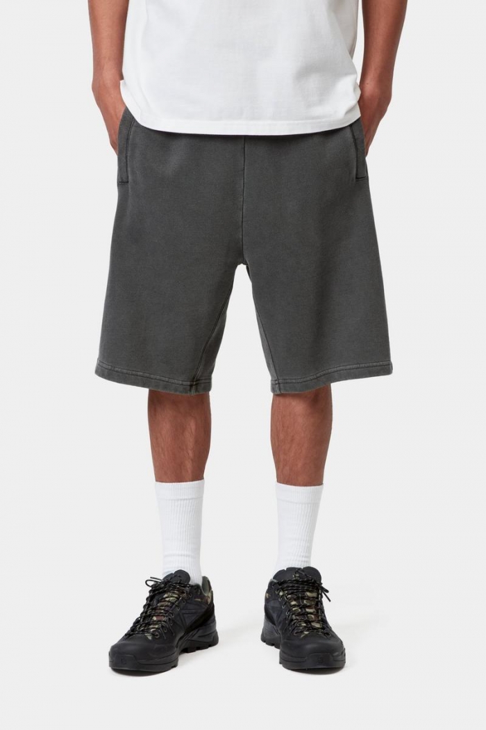 Carhartt Nelson Sweat Short - Black, Garment dyed