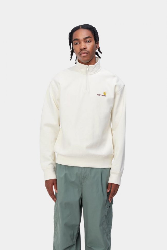 Carhartt Half Zip American Script Sweatshirt - Wax