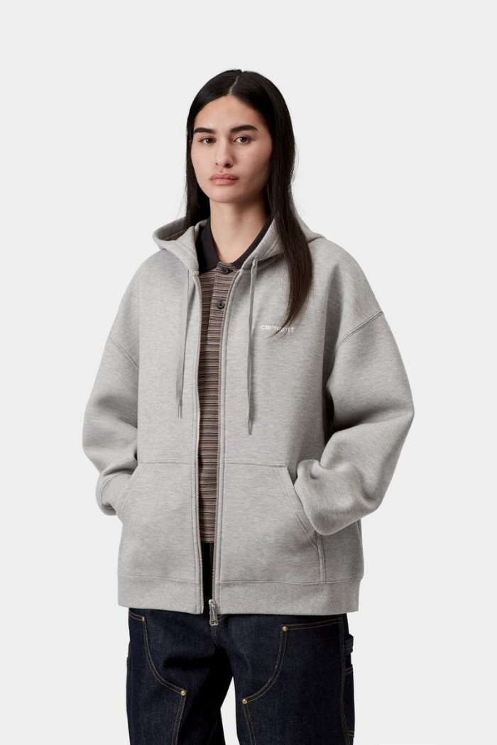 Carhartt Hooded Alda Jacket - Grey Heather / White