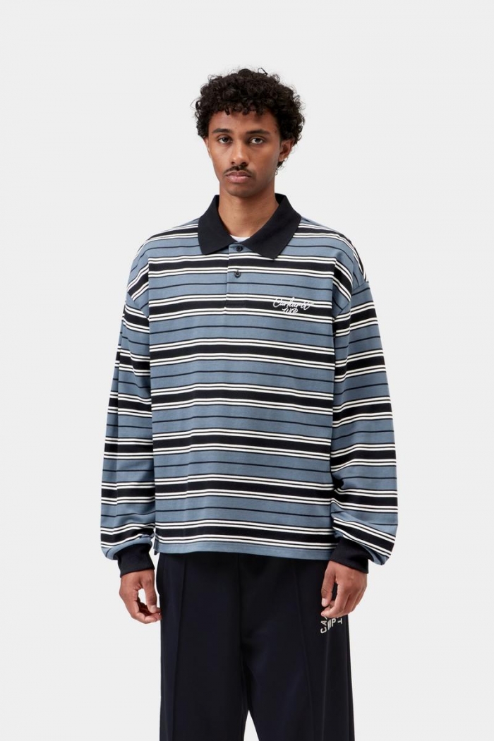 Carhartt L/S Devitt Rugby Shirt - Devitt Stripe, Icesheet