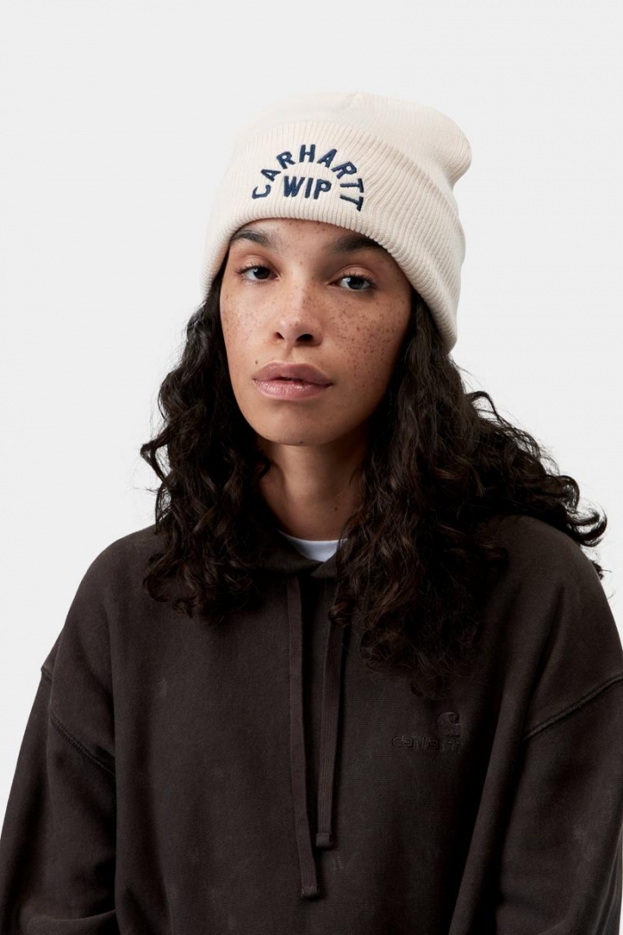 Carhartt Arch Script Beanie - Natural / Dark Navy