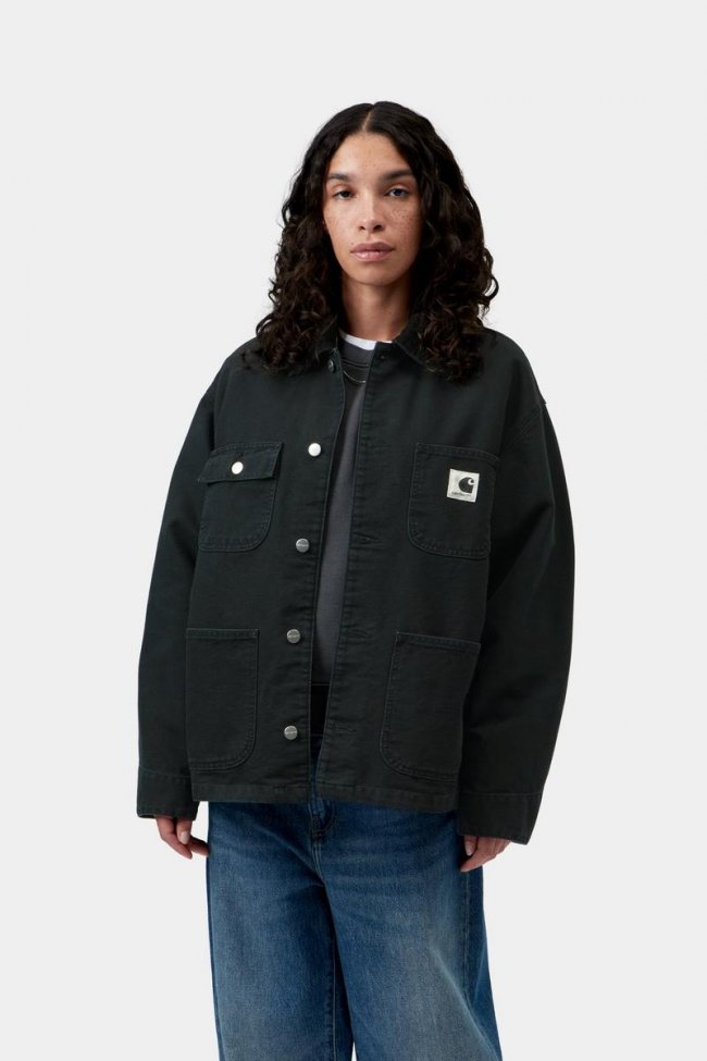 Carhartt OG Michigan Coat - Black / Black, Stone canvas