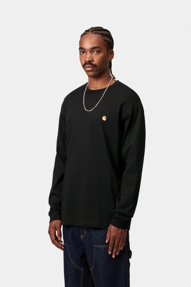 Carhartt L/S Chase T-Shirt - Black / Gold