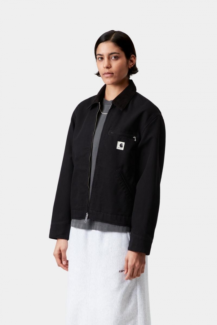 Carhartt OG Detroit Jacket - Black / Black, Rinsed