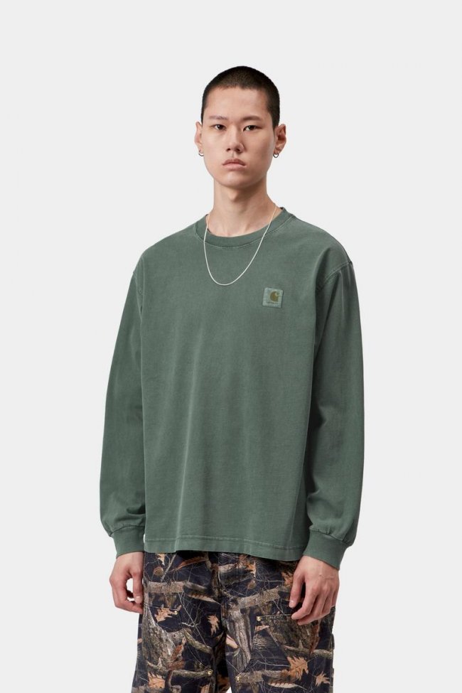Carhartt L/S Vista T-Shirt - Dark Scarab, Garment dyed