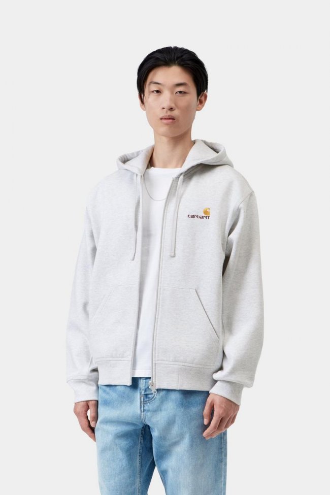 Carhartt Hooded American Script Jacket - Ash Heather