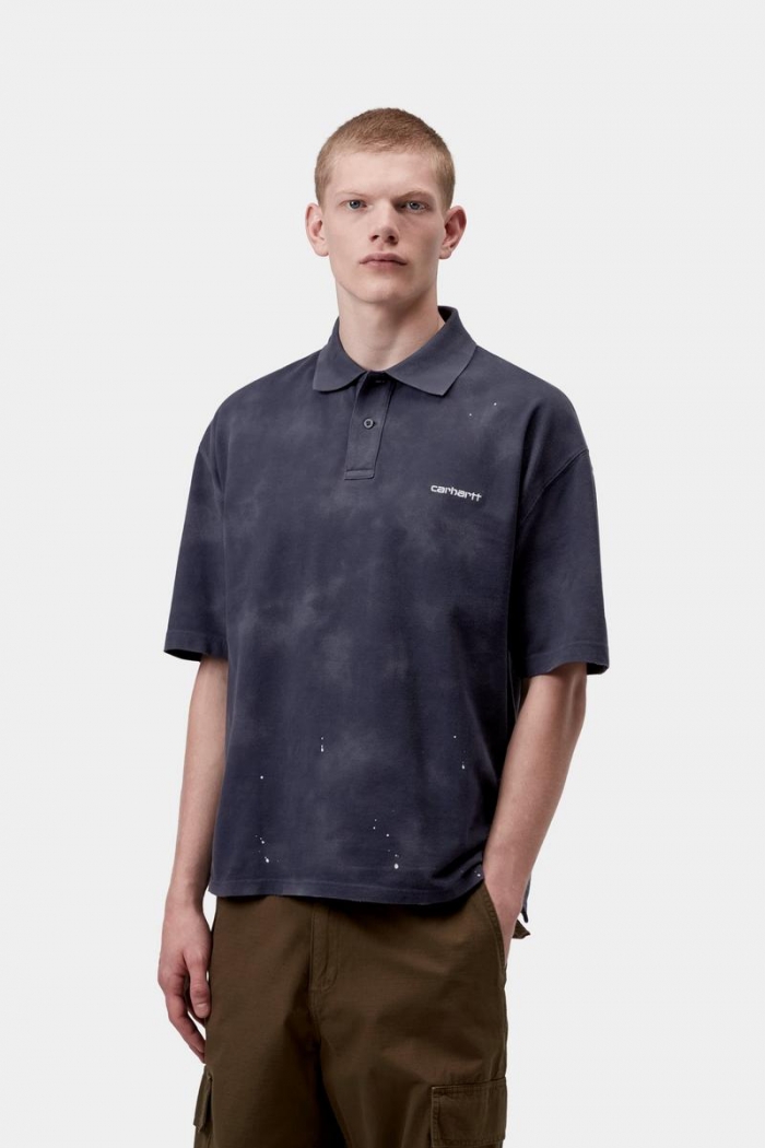 Carhartt S/S Painter Polo - Dark Navy, Destroy wash, splatter