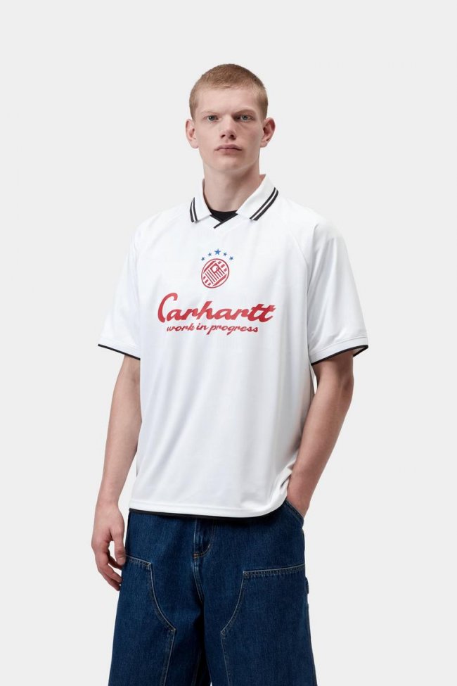 Carhartt S/S Terrace Football T-Shirt - Heart Train Jacquard, White