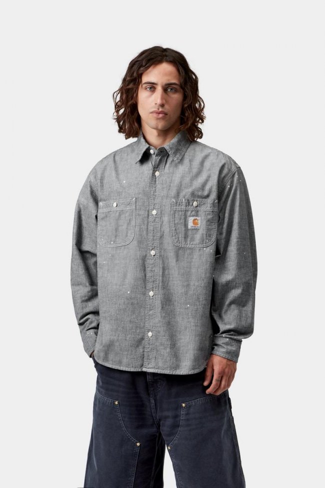 Carhartt L/S Painter Shirt - Black, Worn used, splatter