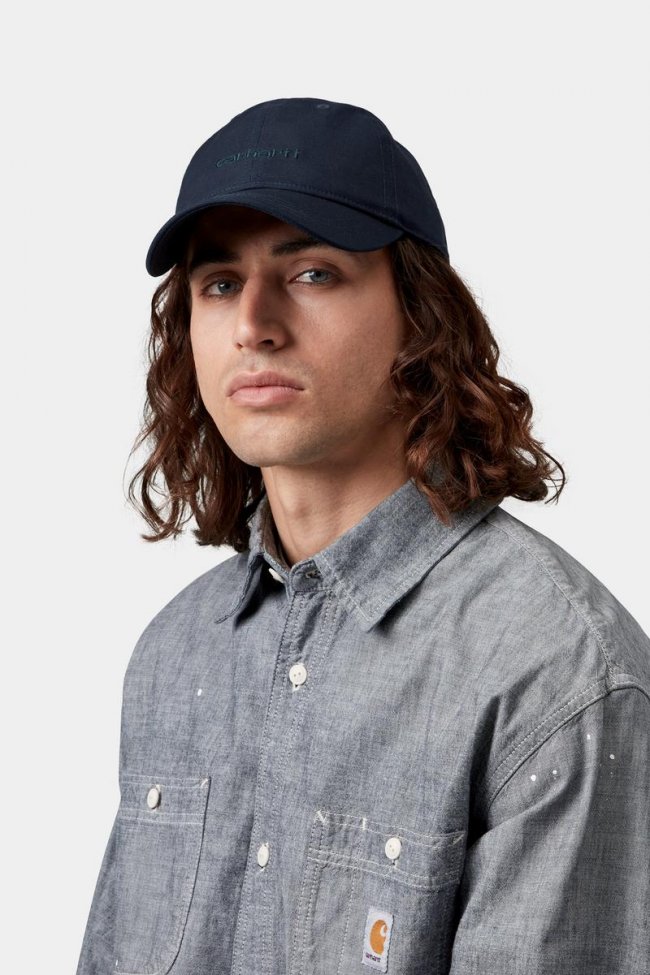 Carhartt Canvas Script Cap - Dark Navy / Dark Scarab