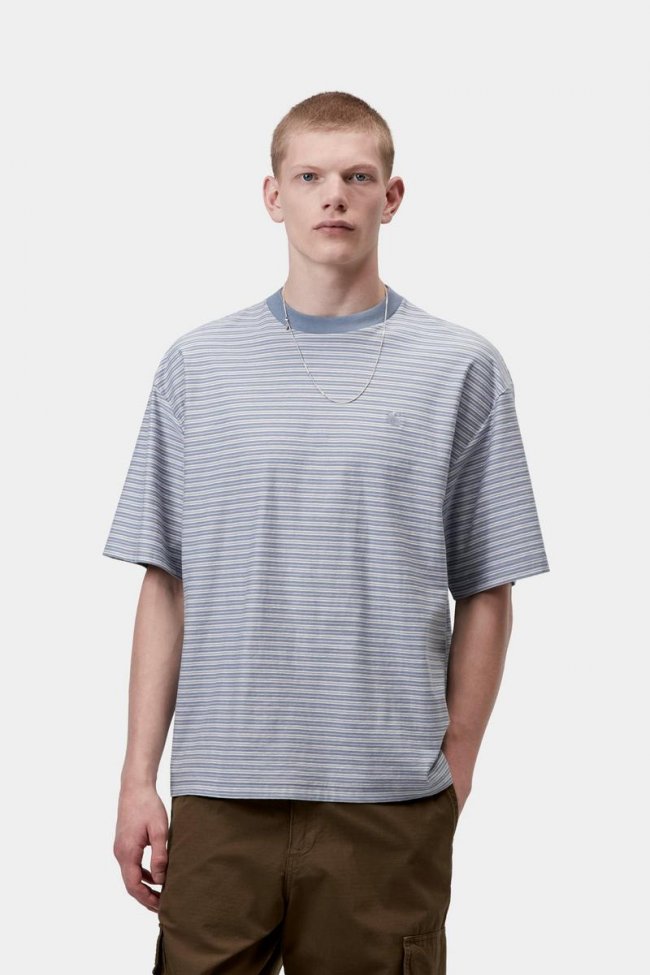 Carhartt S/S Dupree T-Shirt - Dupree Stripe, Shady Blue