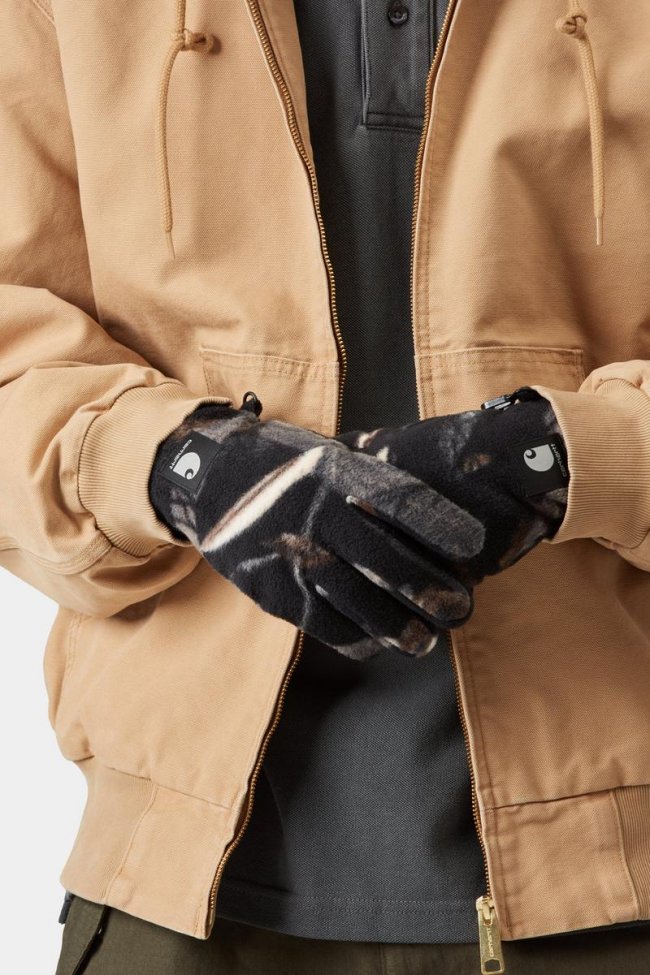 Carhartt Blevin Gloves - Camo Feather Tree, Black