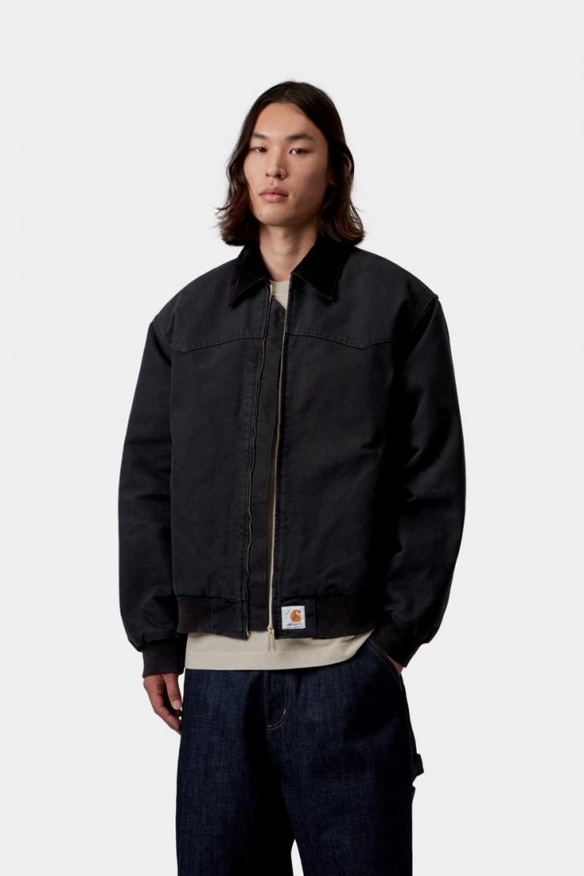 Carhartt OG Santa Fe Jacket - Black / Black, Stone canvas