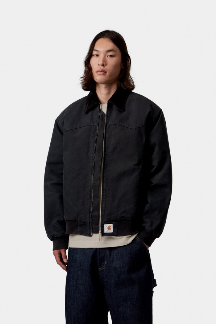 Carhartt OG Santa Fe Jacket - Black / Black, Stone canvas
