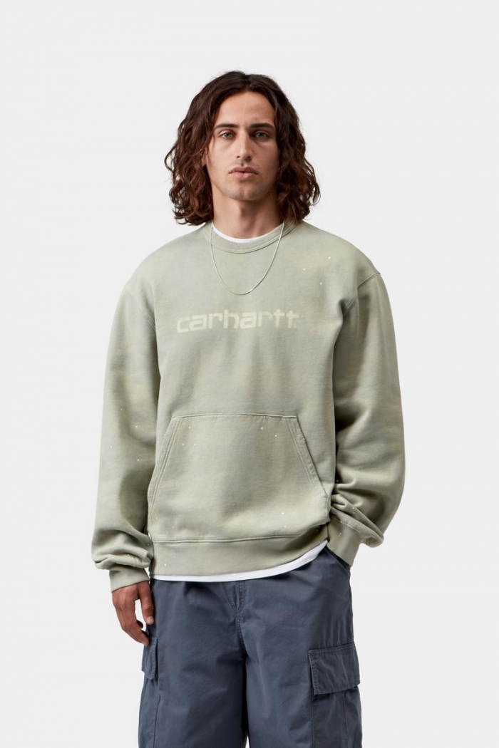 Carhartt Painter Sweatshirt - Shady Green, Destroy wash, splatter