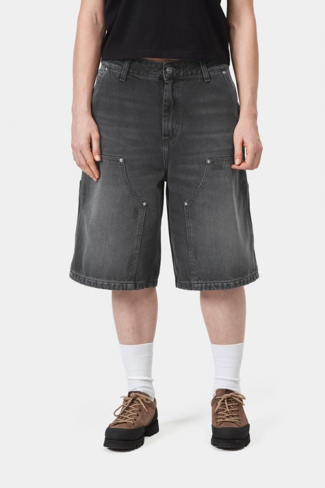 Carhartt Nixon Double Knee Short - Black, Grind wash