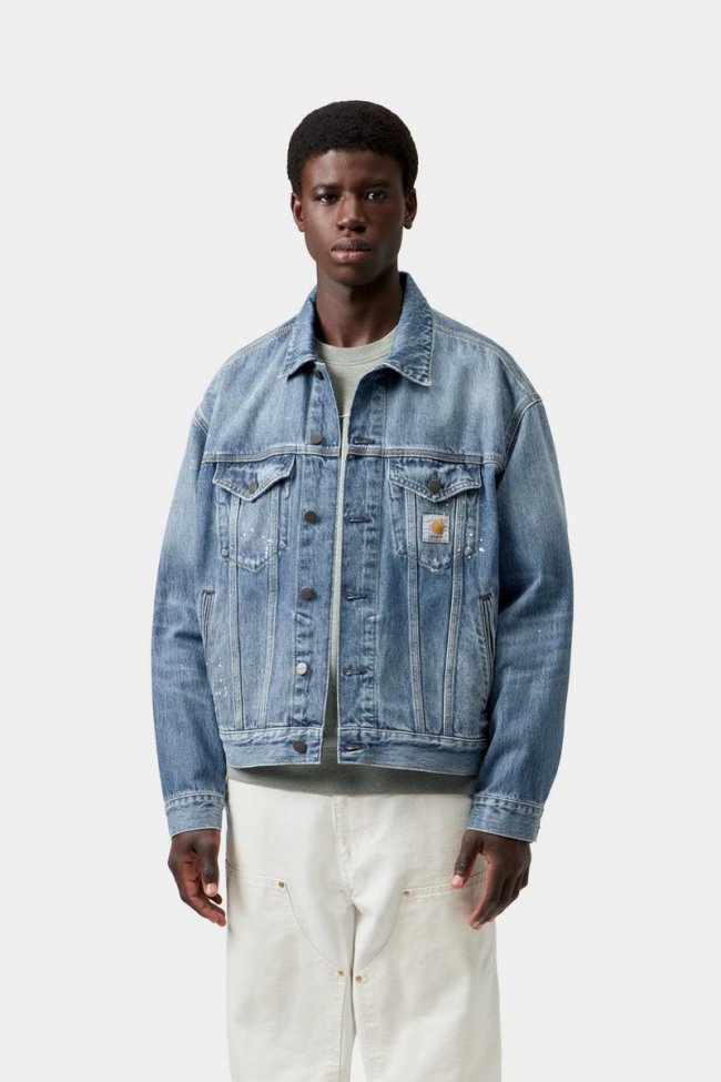 Carhartt Helston Jacket - Blue, Destroy wash, splatter