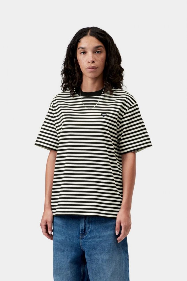 Carhartt S/S Essy T-Shirt - Essy Stripe, Black / Wax