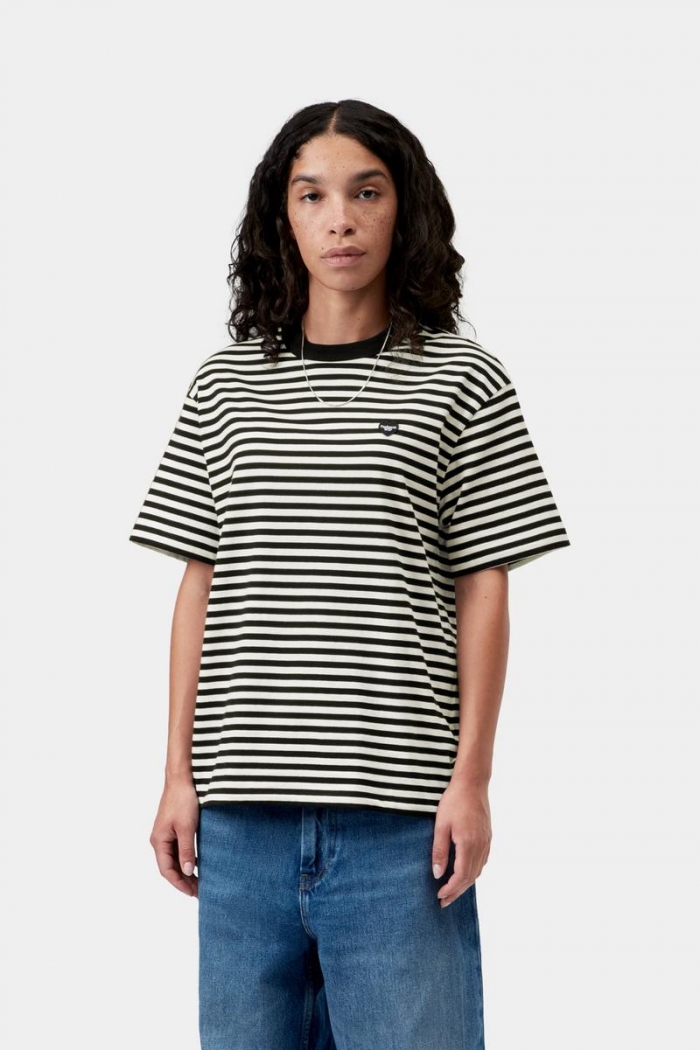 Carhartt S/S Essy T-Shirt - Essy Stripe, Black / Wax